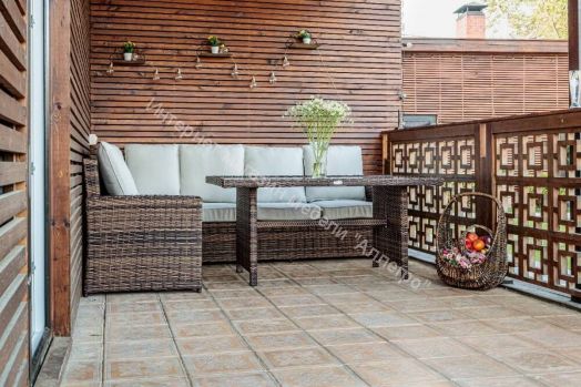 Комплект ZORRO (диваны + пуфы + стол со стеклом) с подушками, ротанг искусственный, Коричневый