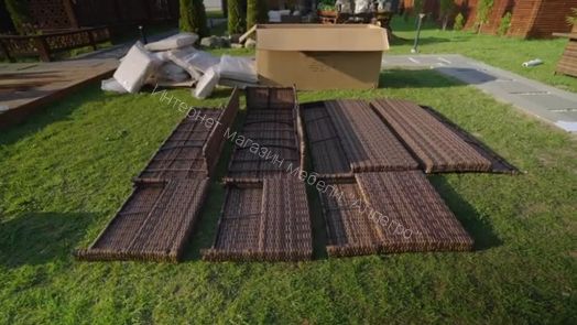 Комплект ZORRO (диваны + пуфы + стол со стеклом) с подушками, ротанг искусственный, Серый