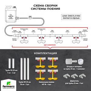 Ниппельная система поения НП18 М4 100см