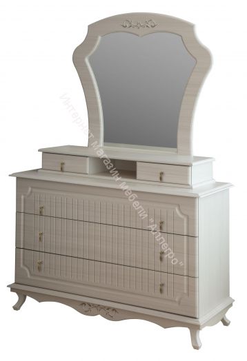Комод 06.115 Кантри (патина) Н 1190 мм, Вудлайн кремовый/Сандал белый с зеркалом