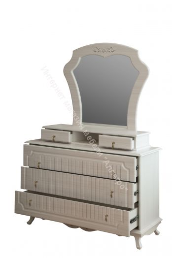 Комод 06.115 Кантри (патина) Н 1190 мм, Вудлайн кремовый/Сандал белый с зеркалом