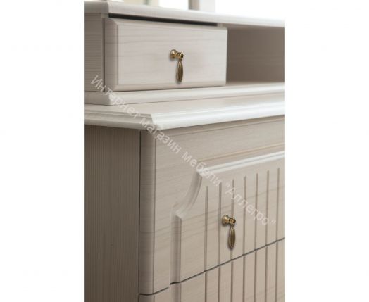 Стол туалетный 06.33 Кантри (патина) Н 1190 мм, Вудлайн кремовый/Сандал белый с зеркалом