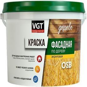 Краска Фасадная по Дереву и OSB VGT ВД-АК-1180 15кг Белая, Универсальная / ВГТ по Дереву.