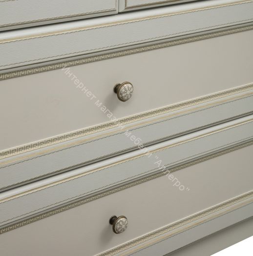 Тумба под ТВ 40.05 Эльмира, Белый/Белая кожа патина