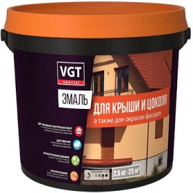 Эмаль для Крыши и Цоколя VGT 2.5кг Тёмно-Коричневая Полуглянцевая, Акриловая / ВГТ.