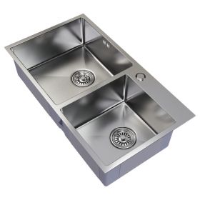 Мойка Ника Настол. Монтаж 72Х40 (3,0) 2-х Чашевая ВЫП 3 1/2 MIXLINE PRO 22СМ с Сифоном (Сатин).