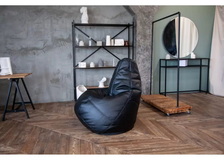 Кресло-Груша "Экокожа премиум черная"