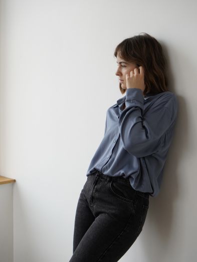 Рубашка из бамбука синяя