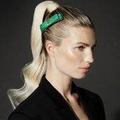 Balmain Hair Couture Заколка-слайд БАНТ КОЖАНЫЙ зеленый Limited Edition Barrette pour Cheveux Bow FW22