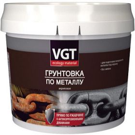 Грунтовка по Металлу 3 в 1 по Ржавчине VGT ВД-АК-0301 1кг Акриловая, без Запаха, Черный / ВГТ.