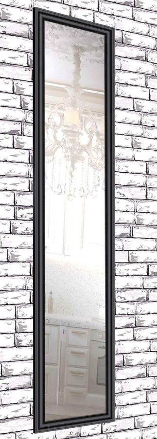 Зеркало в раме на стену для дома салона офиса в коридор настенное Black small glossy 45х169 см черный