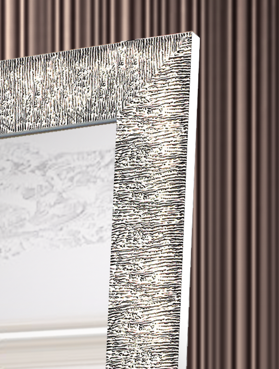 Зеркало в раме на стену в салон офис для дома настенное в коридор ванную Steel texture 60х174 см стальное