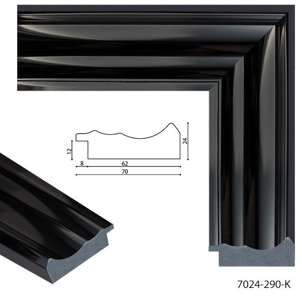 Зеркало в раме настенное в салон офис для дома в прихожую спальню коридор Black glossy 60х173 см черное