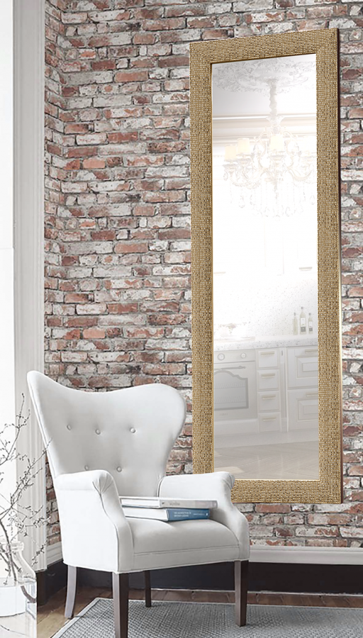 Зеркало настенное в раме для дома салона офис на стену в прихожую Gold cube 60х174 см золотое