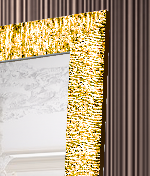 Напольное зеркало в раме на подставке в полный рост в прихожую спальню коридор Textured gold 60х174 золото