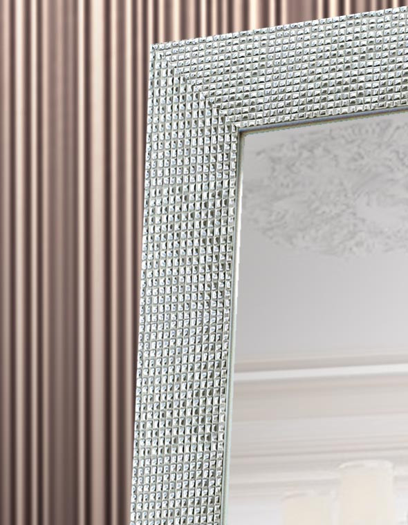 Напольное зеркало в раме на подставке в рост в прихожую спальню коридор Silver сube 60х174 см серебро