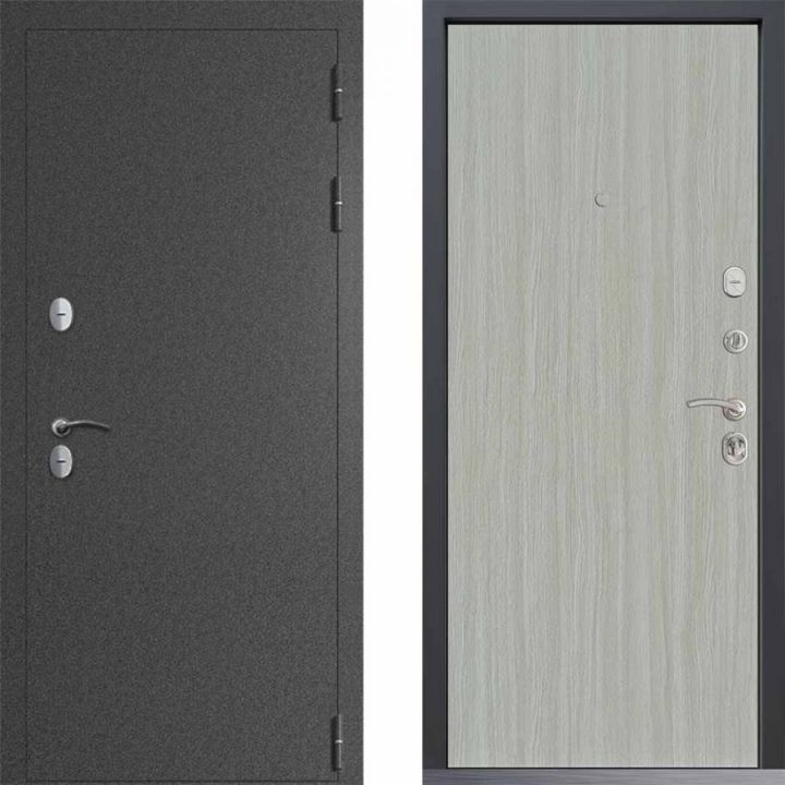 Входная дверь  Command Doors Сибирь ТЕРМО букле графит  00 Белая лиственница