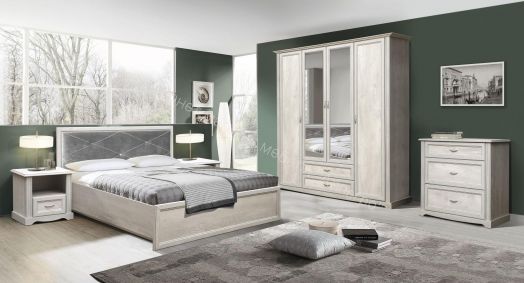 Тумба прикроватная 32.17 Сохо, Бетон пайн белый/Бетон пайн белый патина