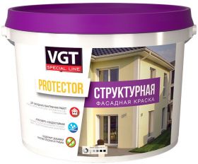 Краска Фасадная Структурная VGT Protector 15кг Зерно 0.5-1мм для Внутренних и Наружных Работ / ВГТ Протектор