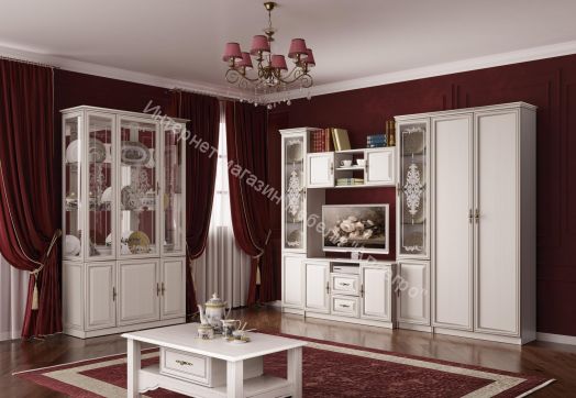 Стенка 06.87 Габриэлла, Вудлайн кремовый/Сандал белый/патина