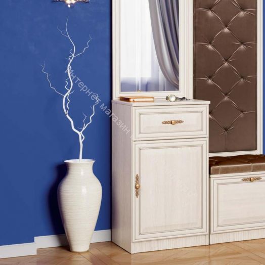 Тумба Габриэлла, Вудлайн кремовый/ПВХ Сандал белый/патина