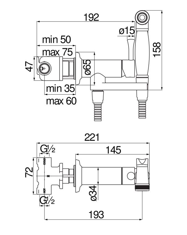 Смеситель для гигиенического душа Nobili Shower wc AV00610 схема 2