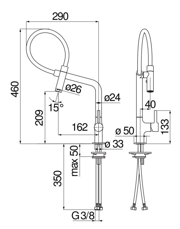 Смеситель для кухни Nobili LAMP MP119400 схема 2