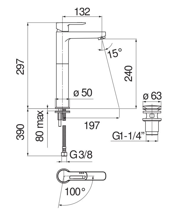 Смеситель для раковины Nobili New road RDH00128/2 схема 2