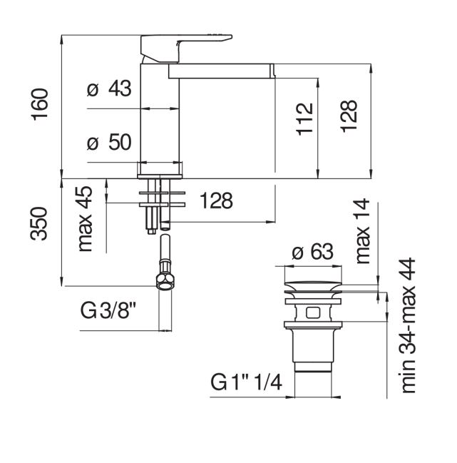 Смеситель для раковины Nobili New road RDC0118/2 схема 2