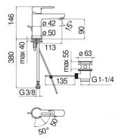 Смеситель для раковины Nobili New road RDH00118/1 схема 2