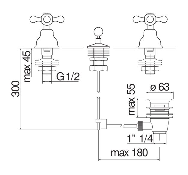 Смеситель для биде Nobili Grazia GRC5015/1 схема 2