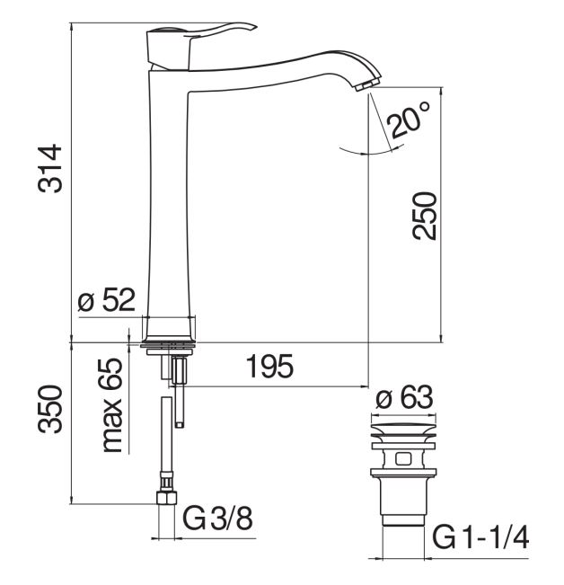 Смеситель для раковины Nobili Sofi SI98128/2 схема 2