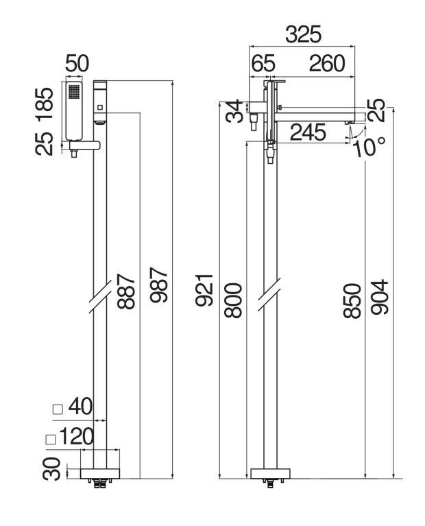 Смеситель для ванны Nobili Loop LP90180 схема 2