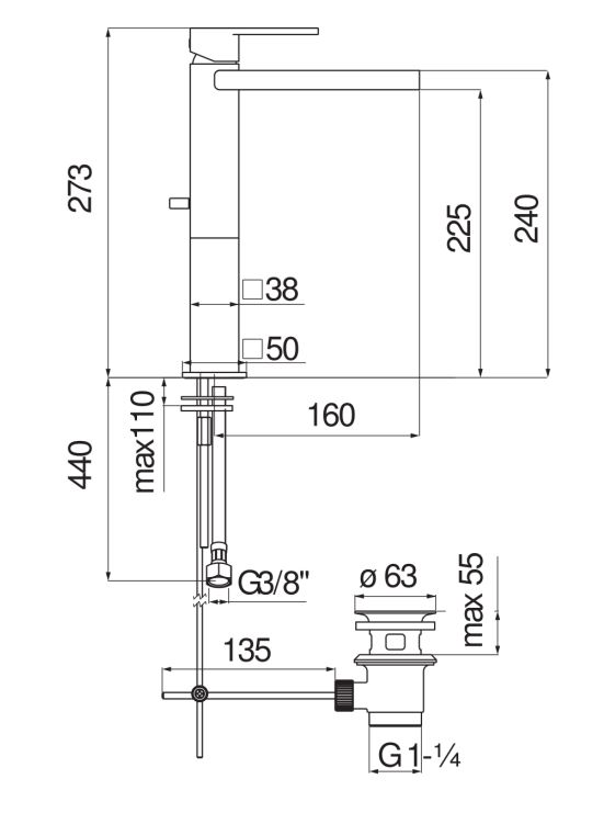 Смеситель для раковины Nobili Loop LPC90128/1 схема 2