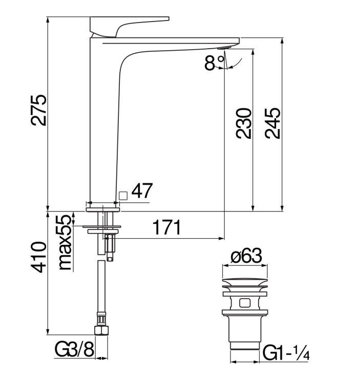 Смеситель для раковины Nobili Seven SE124128/2 схема 2