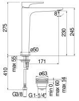 Смеситель для раковины Nobili Yoyo YO126128/2 схема 2