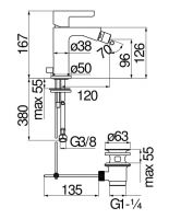 Смеситель для биде Nobili Uno LR116119/1 схема 2