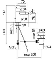 Смеситель для биде Nobili Acquerelli AQ93119/1 схема 2