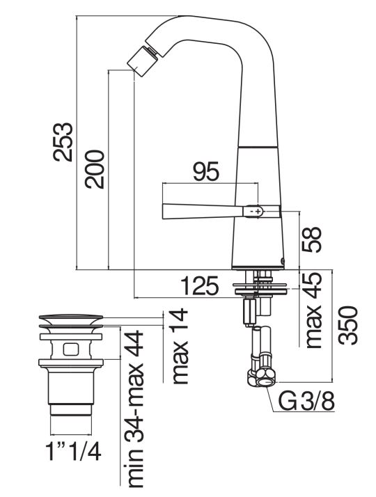 Смеситель для биде Nobili Likid LK00119/2 схема 2