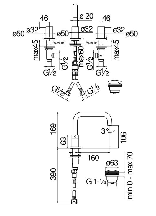 Смеситель для раковины Nobili Velis VE125211/2 схема 2