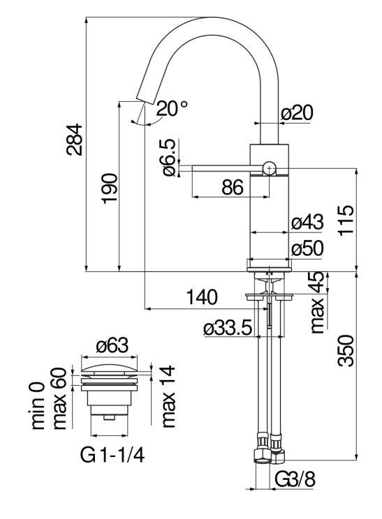 Смеситель для раковины Nobili Velis VE125138/2 схема 2