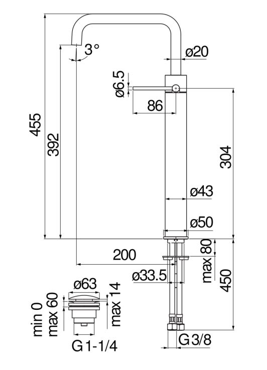 Смеситель для раковины Nobili Velis VE125128/2 схема 2