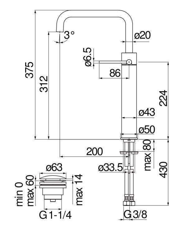 Смеситель для раковины Nobili Velis VE125158/2 схема 2