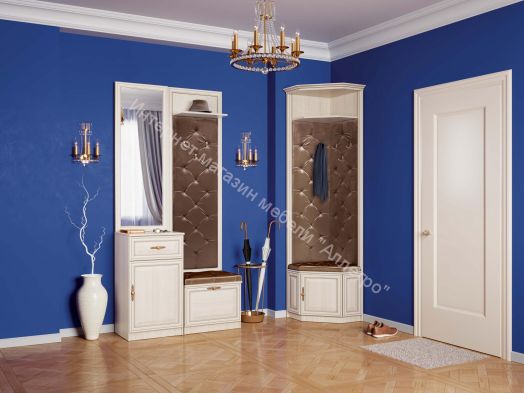 Зеркало навесное, Вудлайн кремовый/ПВХ Сандал белый/патина