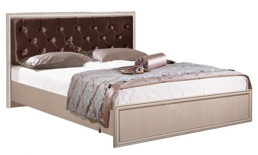 Кровать двуспальная 06.02 - 03 Габриэлла (1600) с подъемным мех., Вудлайн кремовый/ПВХ Сандал белый/патина