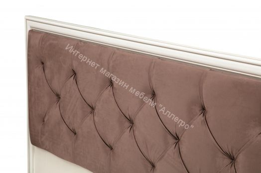 Кровать двуспальная 06.02 - 03 Габриэлла (1600) с подъемным мех., Вудлайн кремовый/ПВХ Сандал белый/патина