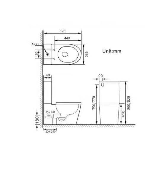 Компакт-моноблок унитаз SantiLine SL-5014SM-BD ФОТО