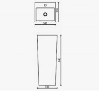 Керамическая напольная раковина SantiLine SL-4010 34,5 х 33 схема 2