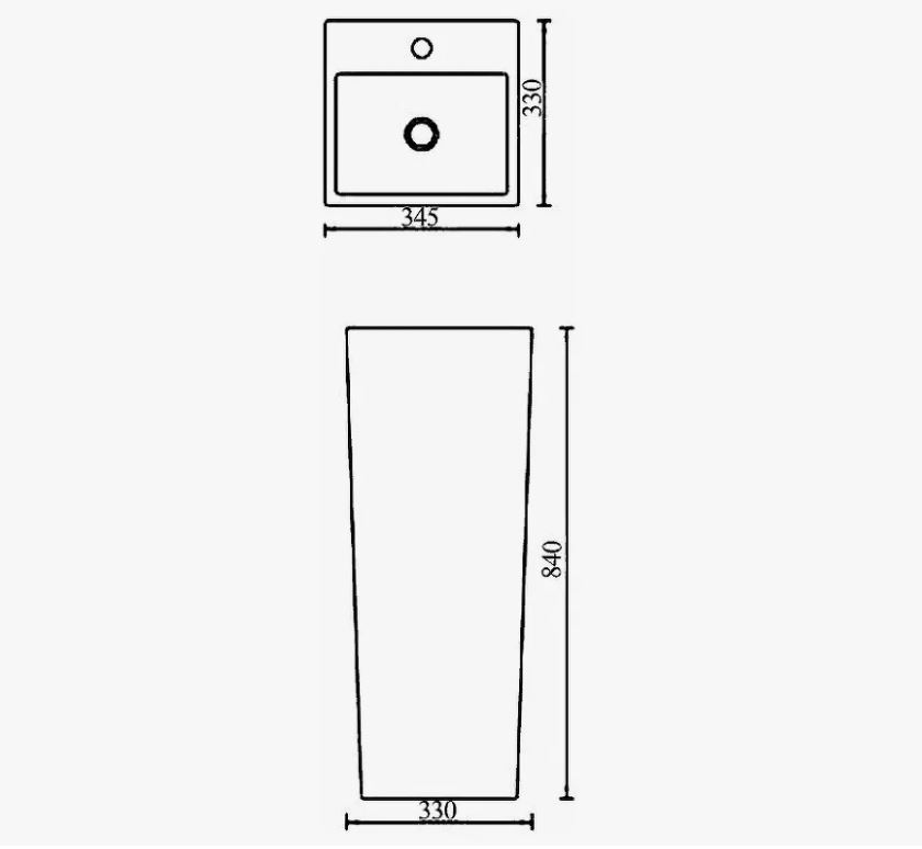 Керамическая напольная раковина SantiLine SL-4010 34,5 х 33 схема 2