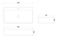 Керамическая накладная раковина SantiLine SL-1080 80,5 х 42,5 схема 2